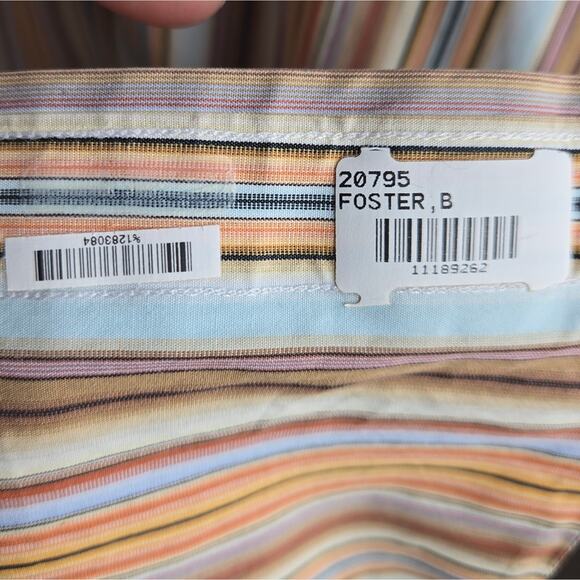 IKE BEHAR Trim Mens Striped Collared Button-Down Shirt Neck 17 Size Large - Picture 9 of 9